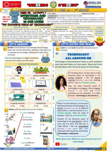 1° GRADO PRE A1 - EDA 7 - activity 1 - Aprendo en casa