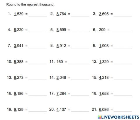 Rounding off to nearest 1000