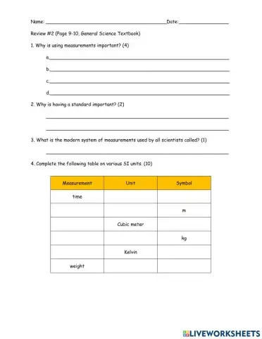Review 2 General Science Textbook