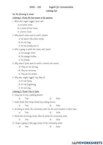 30000-1201 ภาษาอังกฤษเพื่อการสื่อสาร