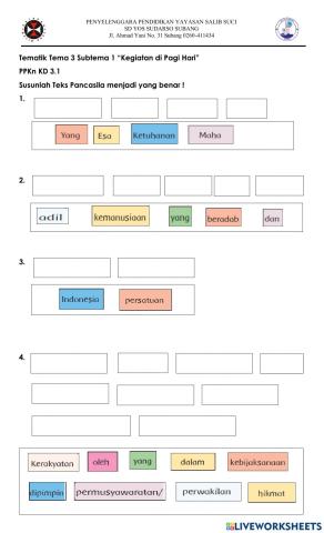 Menyusun Bunyi Pancasila