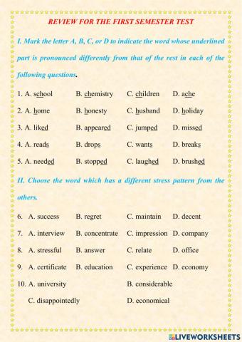 Review for the first semester 12