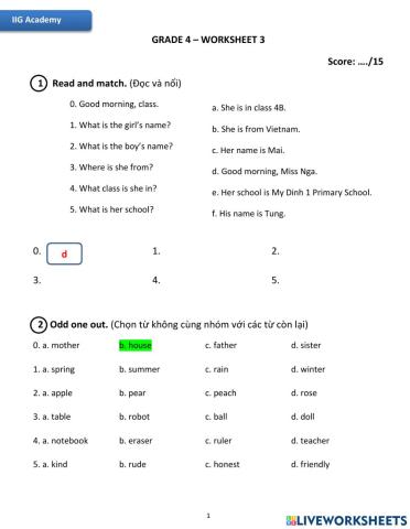 IIG-Grade 4-Worksheet 3