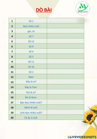 Dò bài lớp 3 22-9