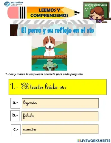 Comprension lectora:el perro y su reflejo