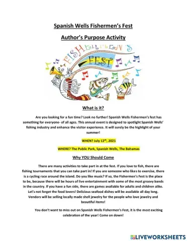 Author's Purpose- Fishermen's Fest