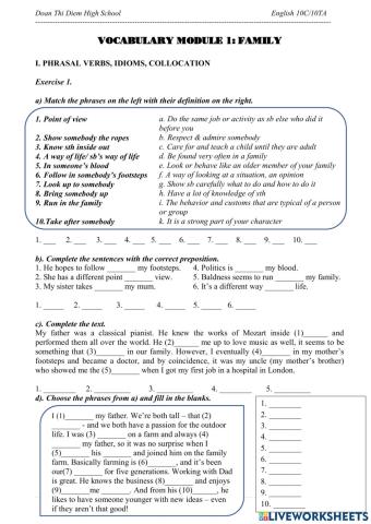 Vocab module 1 - family