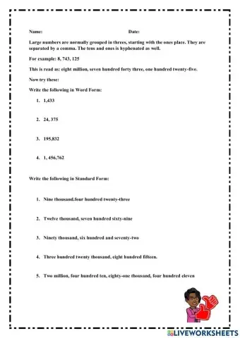 Numbers in Standard and Word Form