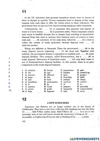 Reading skills - Multiple choice Cloze 1