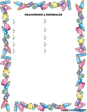 Fracciones a decimales