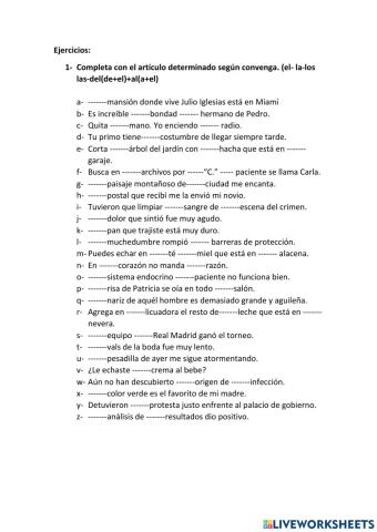 Artículos determinados masculinos y femeninos