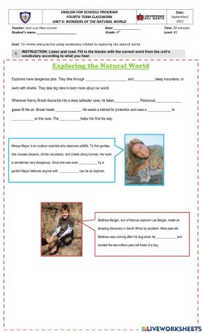 Listening Vocabulary - Wonders of Nature