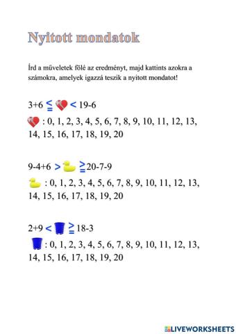 Nyitott mondatok 2.o. év eleje