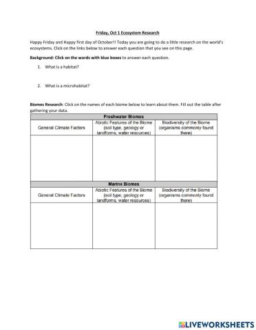 Oct. 1 Ecosystem Research
