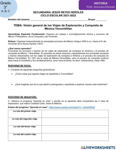 Viajes de Exploración y Conquista de México-Tenochtitlan