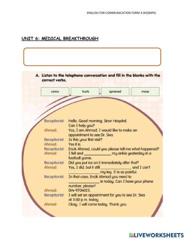Unit 6: medical breakthrough