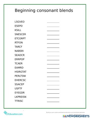 Beginning consonant blends