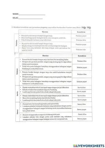 LATIHAN PENGUKUHAN PINGPONG TINGKATAN 3