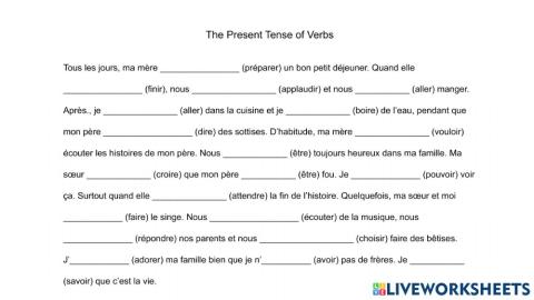 The Present Tense of French Verbs- Regular-Irregular