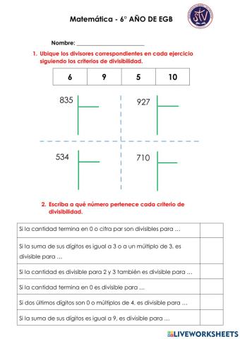 Criterios de divisibilidad