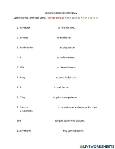 Going to negative form