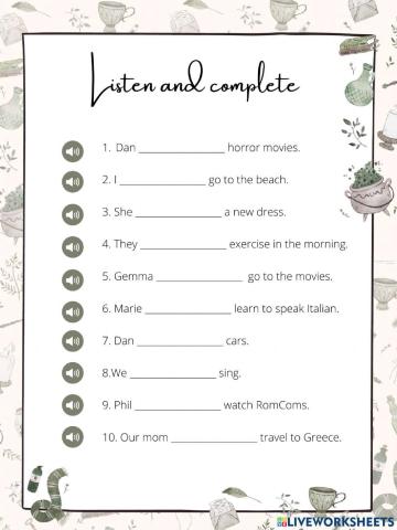 Want, Want to, Like, Like to