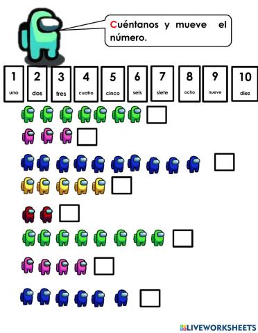 Contar objetos y mover numeros