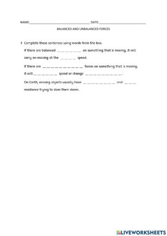 Balanced and Unbalanced Forces