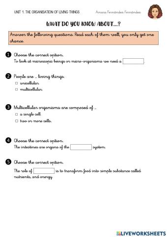 Cell, tissues, organs and systems