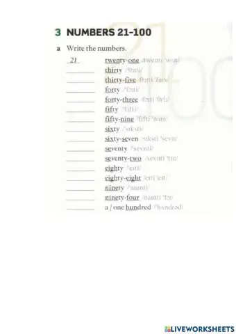 Numbers 21-100