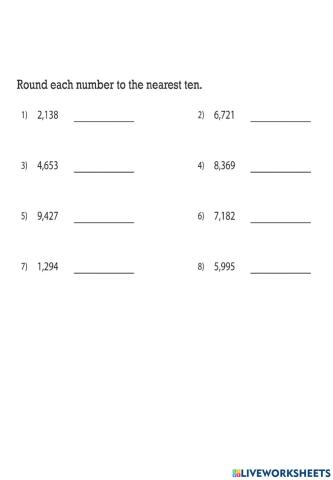 Round 4 digit numbers to the nearest ten