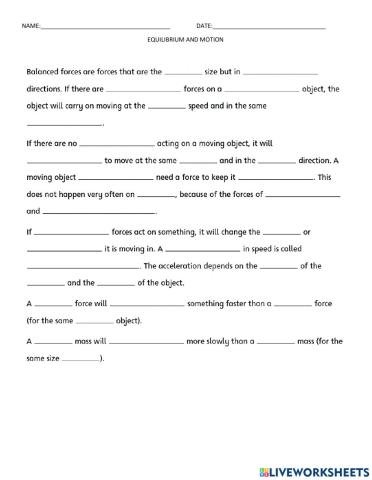 Equilibrium and Motion