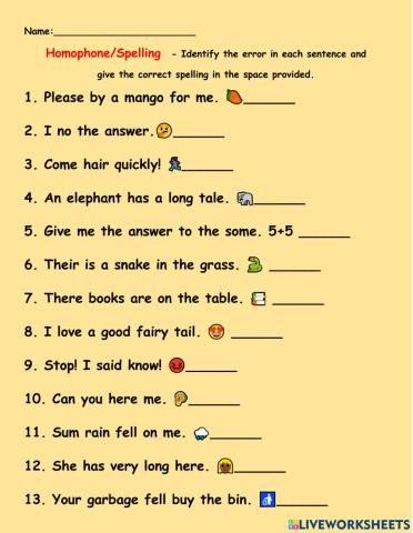 Homophone -Spelling Activity
