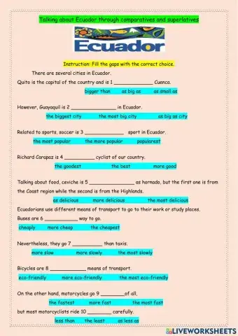 Talking of Ecuador through comparatives and superlatives.