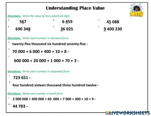 Place Value to Millions