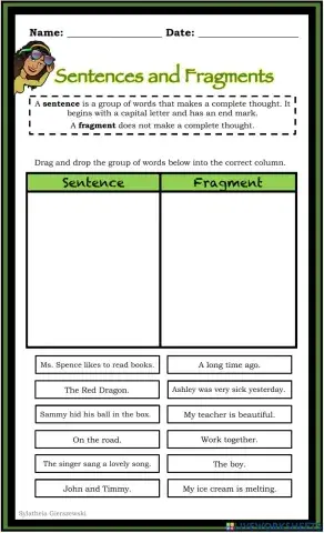 Sentences and Fragments