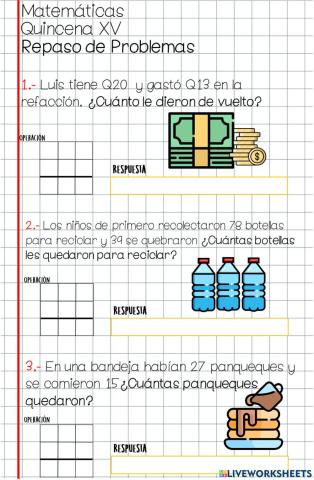 Matemáticas- Problemas de restas