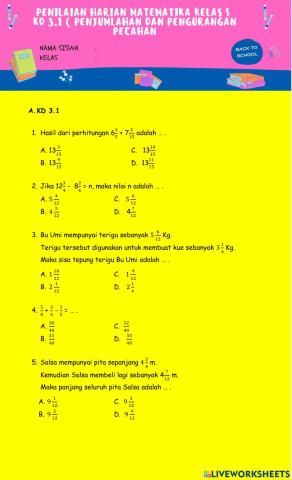 Penilaian harian matematika