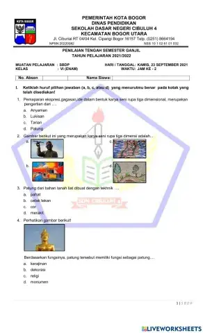 PTS Ganjil Muatan Pelajaran SBdP