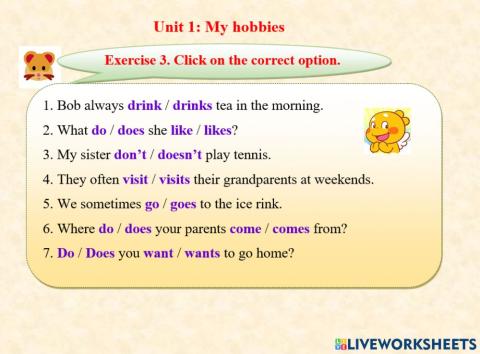 Exercise 3 (present simple) -unit 1