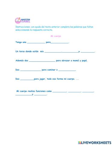 Mi cuerpo actividad 2