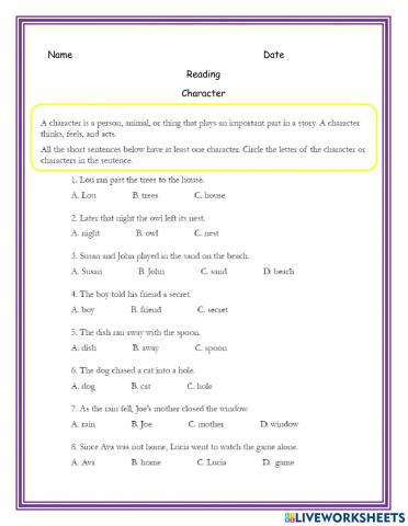 Story Element - Character