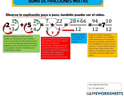 Sumas y restas de fracciones mixtas