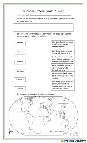 Contiente , mares y oceanos