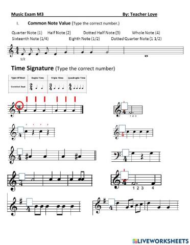Music Test M3 By Teacher Love