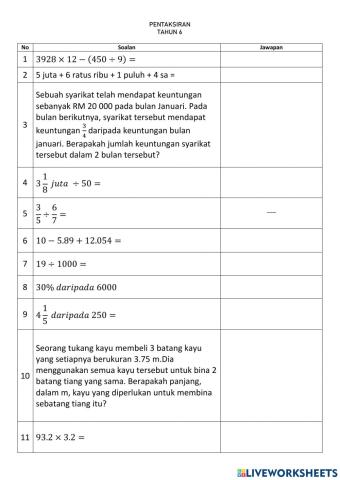 Pentaksiran tahun 6
