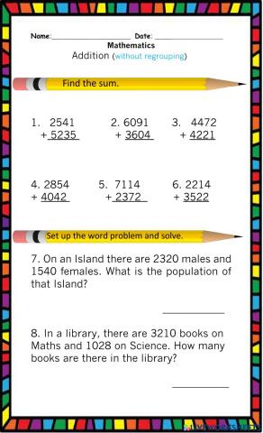 Addition without Regrouping