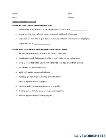 Diseases that affect the mouth