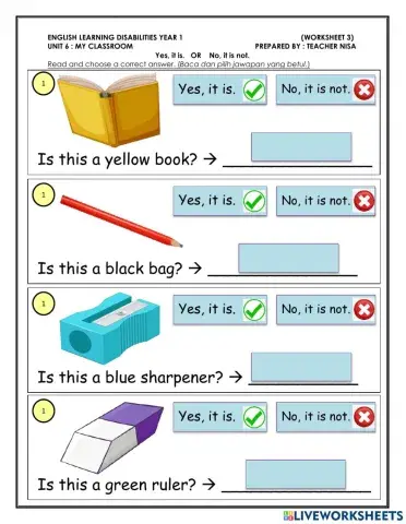 My Classroom (Yes,it is. OR No, it is not.)