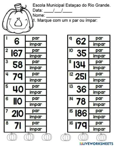 Classificação de numerais em par ou ímpar.